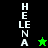 Vertical text "HELENA" in white block letters on black and green backgrounds with a small star icon changing from green to black.