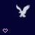 Pixelated white eagle silhouettes and pink heart icons on dark blue background with gray rectangle overlay.