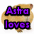 six with yellow background sections and animal images, featuring purple text reading 'Astra loves', 'Sugar,', 'Spice &', 'Lamington', 'Her guinea', 'Pigs)'