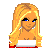 Pixel art of a blonde woman in red and white cheerleading outfit with multiple poses including standing, walking, and side view.