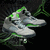Pixelated image of a stylized creature with green accents on its head and body against dark background.