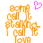 Pixelated orange text forms a vertical wordwall with 'bom', 'call', 'pt', 'g', 'love' and other fragments, while a pink heart icon appears above the left side.