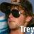 A pixelated contact sheet of two animated frames showing a person wearing sunglasses and a cowboy hat with the text 'Trey' overlaid in white font.