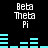 Pixelated text 'Beta Theta Pi' appears above cyan bar graphs on a black background, with the bars changing across frames.