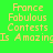 Pixelated text 'France Fabulous Contests Is Amazing' displayed across four colored quadrants with no visible animation changes.