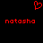 Red pixelated heart symbol above two instances of the text 'notasha' on a black background.
