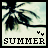 Animated summer-themed icon with palm fronds and 'SUMMER' text, showing sequential changes in small heart symbols above the text.