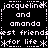 Pixelated text displays names and phrases in white on black background with repeated patterns.