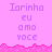 Pixelated pink background with purple text reading 'Iarinha eu amo voce' repeated across three , bordered by a pink jagged line at the top and bottom
