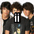 Four display celebrity figures with overlaid text: 'ii', 'LOVE', 'JB', and ':('