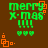Green pixelated text 'merry X-mas !!!!' with three green hearts below, orange square outlines on brown background; four identical static frames shown.