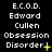 Pixelated text displays E.C.O.D. Edward Cullen Obsession Disorder! with yellow sparkles on black background, showing animation changes in punctuation and sparkle count.