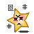 Pixelated star-shaped icon with angry expression, red eyes, and pink cheeks on gray background; two variations show different facial angles.