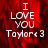 Red background with white text reading "I LOVE YOU Taylor<3" in four identical arranged in a