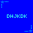 Blue background with repeating light blue pixelated text 'DHJKDK' and star-shaped icons connected by dotted lines.