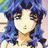 Pixelated static image of a character with dark hair and blue clothing against a light background, likely from an anime-style buddy icon set.