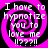 Four identical display a pink and black spiral with white text reading "I have to hypnotize you to love me !?!?!!" in pixelated font