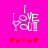 Pixelated text "I LOVE YOU" in white on bright pink background with red heart symbols below, animated hearts changing color.
