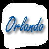 six showing a person with long curly hair in various color filters and poses, including one with blue text reading 'Orlando' on white background