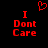 Red pixelated text "I Dont Care" on black background with red heart symbol above, two identical static frames side-by-side.