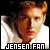 Pixelated static image of a person with light brown hair wearing a white shirt, featuring bold text at the bottom reading "JENSEN FAN" on a black background.