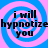 Four identical display a blue and pink spiral background with black text reading "i will hypnotize you" in each