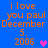 Blue background with orange text reading 'i love you paul December 5, 2006' and a small heart symbol that changes color between pink and purple across observations.