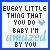 A 3x2 contact sheet of six animated frames showing a pixelated text-based icon with blue and black lettering, heart symbols, and varying