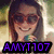 A person with long brown hair and sunglasses holds a microphone, with text below reading AMYT107 in purple or blue.