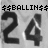 Pixelated black text and numbers on a gray background with small star-like symbols flanking the text.