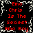 Black background with white pixelated border, red text reading "Emo Chris Is The Sexiest Emo Boy" repeated in two vertical
