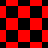 Red and black checkered pattern transitions from square to diamond with distorted sections on the right side