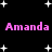 Black background with white star shapes and repeated pink text reading "Amanda Amanda" in two