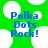 Green background with white circular shapes and blue text reading Polka Dots Rock! in pixelated font.
