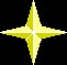 Four yellow star-shaped icons arranged in a on black background, each with pixelated edges and white center dots