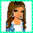 A pixelated cartoon-style buddy icon featuring a female character with long brown hair and earrings on the left, next to blue star-patterned background with text "spoiled brat!!" on the right.