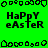 Green background with black pixelated text 'HaPPy eAsteR' repeated across multiple and , surrounded by decorative border elements