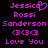 Pixelated text and symbols in bright pink on black background, with one version featuring a heart symbol replacing the 'o' in Jessica.
