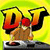 A pixelated figure in a red cap and brown outfit stands between two large yellow and black curved shapes on a bright yellow background.