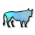 Static pixel art of a blue quadruped animal with black limbs and tail on white background, next to green text reading 'Original Icons .com' on dark green background.