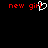 Red pixelated text 'new girl' appears twice on a black background with a white heart symbol replacing the 'i' in the second 'girl'.