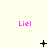 three and three displays the name "Liel" in pink text above each , with black pixelated symbols changing across frames