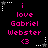 Pixelated pink text on black background with white star and gray dot corner markers, repeating 'i love Gabriel Webster <3' in two per frame