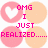 Pixelated pink and peach circular icons with heart symbols display text about realizing being a blonde, arranged in a