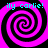 Four identical spiral patterns in bright pink and black with cyan text reading 'ily carlie!' at each corner.