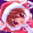 Pixelated anime-style character with brown hair and purple eyes wearing a red-and-white hooded outfit, next to black background with white text "Anime IM" and stylized signature.