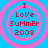 Four identical circular icons with pink concentric rings on a blue background, each displaying red text reading "I Love Summer 2008".