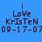 Blue background with black text reading 'i LoVe KrIsTeN 09-17-07' in four identical , one showing a blue circular blur effect
