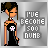 Pixel art contact sheet showing two frames of an animated buddy icon featuring a cartoon woman in a black dress with a skull emblem, standing against a gray gradient background with text reading "I'VE BECOME 500 NUMB".