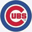 A pixelated circular logo with red 'C' and blue ring on white background, next to red rectangle with black text 'GO CUBS!' in blocky font.